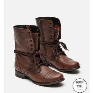 Steve Madden Women's Troopa Combat Boot - Brown leather like new